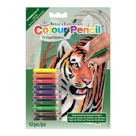 Darice Mini Color Pencil by Number Kit 5" x 7"-Jungle Tiger
