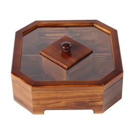 XANHOY Solid Wood Box Chinese Divided Grid Dried Fruit Tray Vintage Ornament For Home Living Room Candy Nut Melon For Case Wood Vintage Boxes For Adults, Square Trumpet