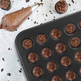 Cupcake Pan, 48‑Cup Nonstick Mini Round Cupcake Pan Tray Baking Bakeware Cooking Accessory, 48 Cups Muffin and Cupcake Pan, Grey