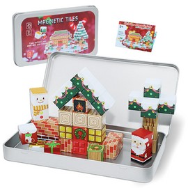 KEGOZ Magnetic Blocks Set, 45PCS Educational STEM Christmas Travel Building Toys for Kids 3+, Portable Magnetic Block with Metal Storage Box, Toddler Learning Toys for Boys Girls 4-8 Birthday Gift