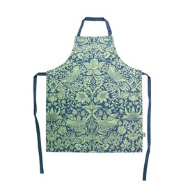 Half Moon Bay Strawberry Thief - by William Morris - Sage Green/Blue 26 x 31.5 Inch 100% Recycled Cotton Cooking Baking Kitchen Apron, Sage Green/Blue, 26 x 31.5 Inch