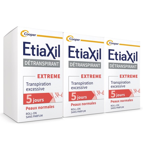 ETIAXIL - Deperspirant - Excessive Sweat Treatment - Armpits - Normal Skin - Roll-On - 15 ml - Pack of 3