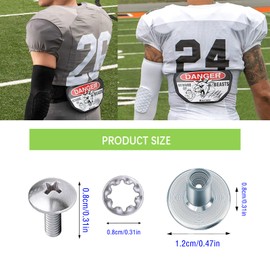 DUTYBOD Football Back Plate Screws Universal Fit Football Back Plate Hardware Football Gear Accessory (Silver)