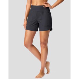 Women's 5" Swim Board Shorts Quick Dry High Waisted Beach Shorts for Women Swimsuit Bottoms with Liner Pockets(Dark Grey,XXL)