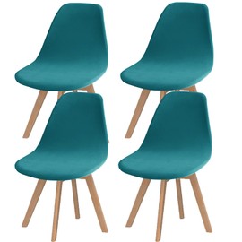 SONNACH - Juego de 4 fundas de terciopelo para sillas de comedor modernas de mediados de siglo, fundas para sillas sin brazos, fundas para sillas laterales para sala de estar (Turqouise)