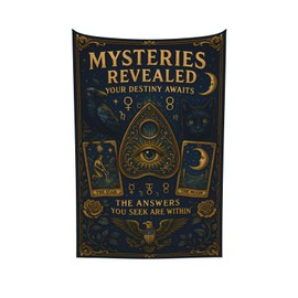 Mystical Tarot Tapestry 60x40 Inches - Gothic Spirit Board Wall Decor, Astrology Tarot Cards, Raven & Black Cat - Witchy Spiritual Wall Hanging for Bedroom, Occult Gifts for Women