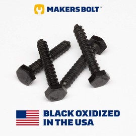 3/8" x 3-1/2" Stainless Steel Hex Lag Bolts (10 pcs) Black Oxidized in USA by Makers Bolt