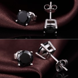 Black Stud Earrings Men Black Earrings Black Cubic Zirconia Earrings Black Men Earrings Fake Black Diamond Earrings Women Black Earrings Studs 6mm Black CZ Earrings Black Stone Earrings for Women Silver Black CZ Stud Earrings for Women