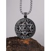 HAQUIL Seal of Solomon Necklace, Silver Plated Stainless Steel 12