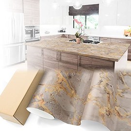 Matte Ecru Marble Granite Vinyl Countertop Paper Wallpaper Decorative Peel and Sticker Self Adhesive Home Kitchen Contact Film D13-1 - 4"x8" (10cmx20cm) Sample
