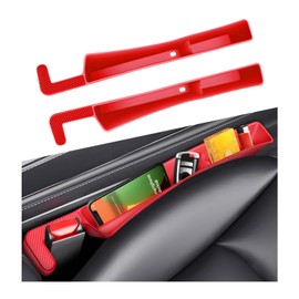 MUQIDA 2PCS Car Seat Gap Filler Organizer, Multifunctional Gap Stopper Auto Console Side Storage with USB Slot, Vehicle Front Seats Filler Crevice Blocker Stops Things from Dropping (Red)