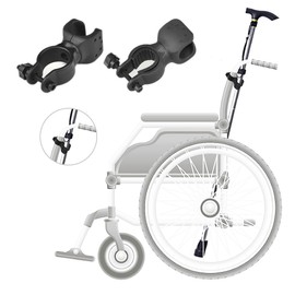 2PCS Cane Holder for Rollator, Wheelchair Cane Holder, Cane Holder for Mobility Scooter, Cane Holder for Wheelchair, Cane Holder Kit for Walker Drive Rollator Wheelchair, Universal Crutches Holder