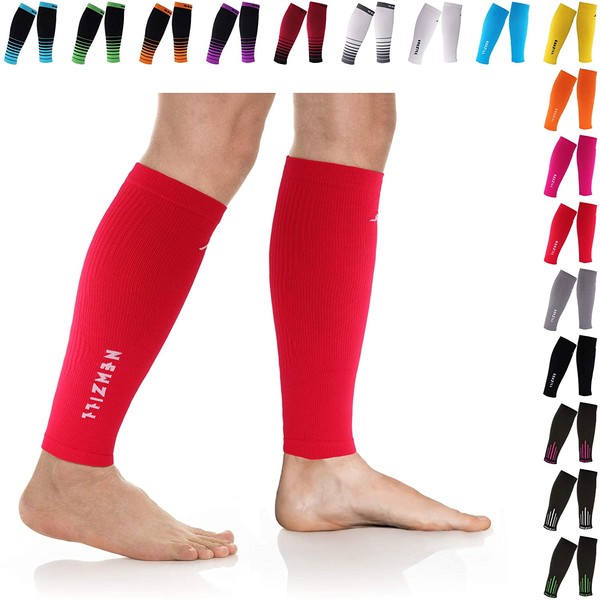 NEWZILL Compression Calf Sleeves (20-30mmHg) for Men & Women - Perfect Option to Our Compression Socks - For Running, Shin Splint, Medical, Travel, Nursing, Cycling (L/XL, Solid Red)