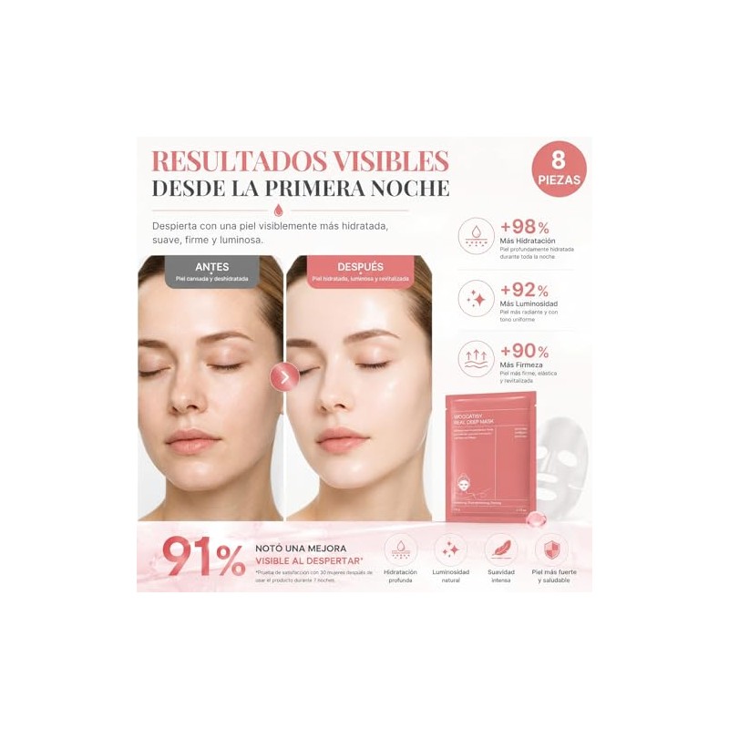 Mascarilla de Colágeno para Mujer - 8 Piezas - Mascarilla