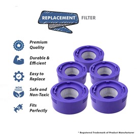 Replacement Filter for Dyson V8 Animal V8 Absolute, V8 Motorhead, V8 Carbon Fiber, V7 Animal Pro, V7 Animal Plus, V7 Trigger Pro Vacuum, 5 HEPA Post Filters for Dyson V8, Compare to Part # 967478-01