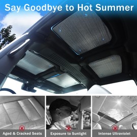 for Hummer EV Accessories Sunshades Roof 4 Glass Roof Heat Insulation Glass Roof Sun Shade Reflective Foil Insulation Aluminum Foil Blocks UV Rays and Keep Cool for Hummer EV SUV Truck 2023 2024 2025+