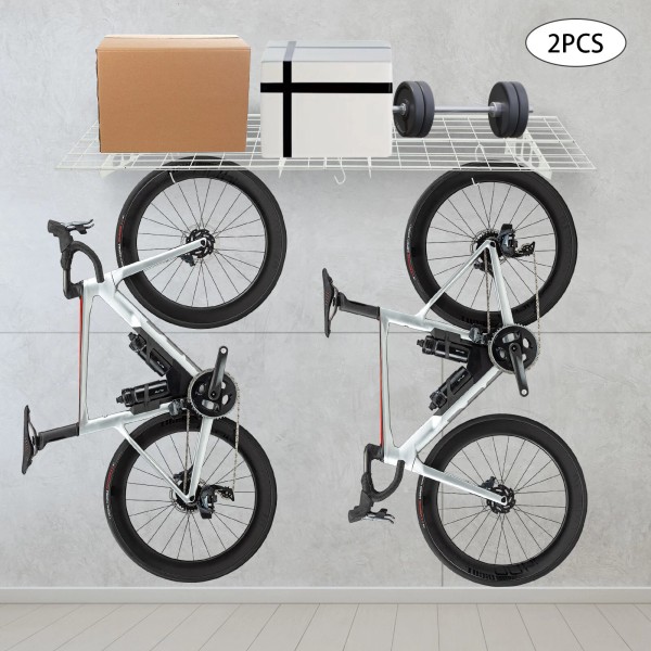 Unbranded 2-PACK Wall Mounted Shelf Garage Shelving w/Hooks Garage Storage