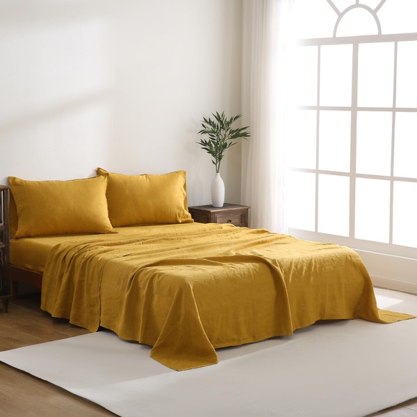 Luxurious 100% Pure French Linen Flat Sheet - Stone Washed,