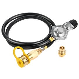 Two Stage Propane Regulator with 5FT Hose for QCC1/Type1 Propane Tank, 3/4" Quick Disconnect Connector and Plug for Fire Pit, Fryer, Propane Gas Grill Heater Stove Generator Outdoor Cooking Appliances