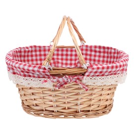 TOPBATHY Woven Picnic Basket Decorative Basket Outdoor Picking Basket Sundry Organize Basket