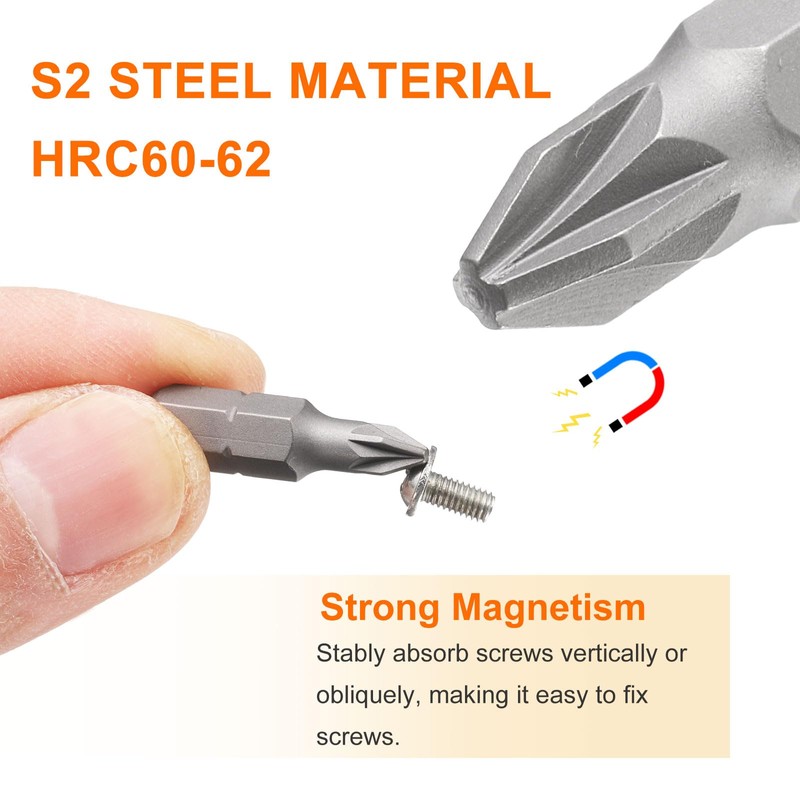 sourcing map 10pcs PZ2 Screwdriver Bit 1/4" Hex Shank 25mm/1"