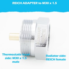 BLUMKRAFT Metal Adapter Compatible with Reich Radiators (Prototype) to M30 x 1.5 for Thermostat/Thermostatic Head M30x1.5 Male