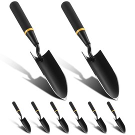 Leriton 8 Pcs Garden Hand Trowel Heavy Duty Carbon Steel Garden Shovels Tools with Resin Rubberized Handle for Camping, Digging, Soil Planting, Transplanting, Lawn Yard Farm (Narrow Shovels)