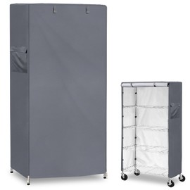 Dalema Waterproof Shelf Cover,600D Heavy Duty Dustproof Storage Wire Rack Covers,Outdoor Shelving Covers for Wire Shelves with Zipper 36''x18''x72'',Grey.