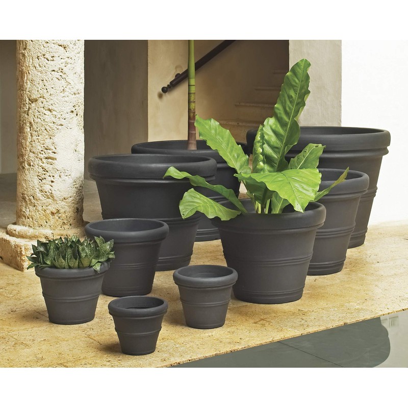 Crescent Garden Brunello Small Classic Planter, Indoor/Outdoor Weather-Safe Round Plant