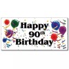 Happy 90th Birthday 2'x4' Vinyl Banner