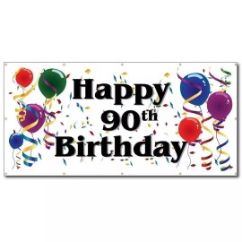 Happy 90th Birthday 2'x4' Vinyl Banner