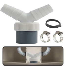 Yllyvly Y-Adaptor for Dishwasher and Washing Machine, Drain Connection Double Adapter with Outlet Diameter 40 mm and Input Diameter 18.24 mm, Includes 2 Hose Clamps Diameter 18.24 mm, Robust and