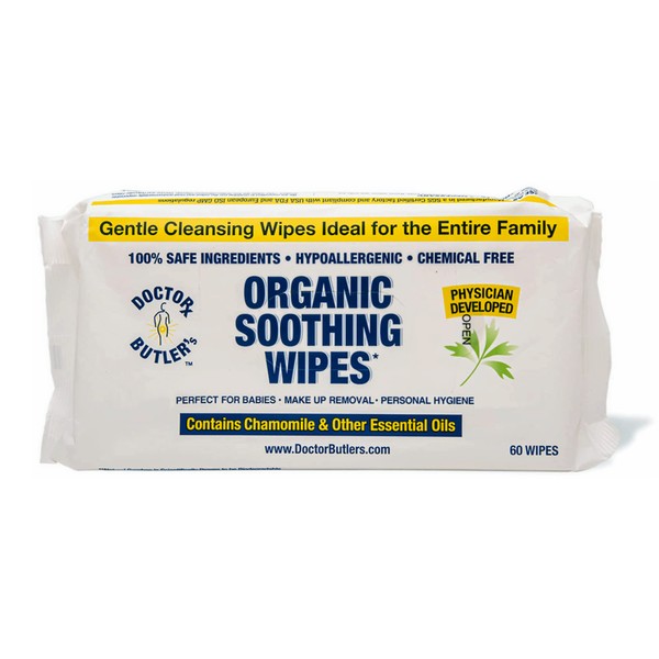 Doctor Butler’s Soothing Wipes – All-Purpose Wet Wipes for Sensitive Skin, Face Wipes, and Baby Wipes with Chamomile and Essential Oils* (1 Pack – 60 Count)