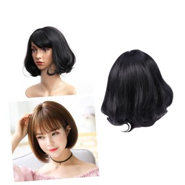 Ipetboom Lace Front Wigs for Women Short Straight Synthetic Wig Flat Bangs Realistic Look for Party Daily Use