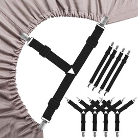 GeeRic Juego de 8 Sujetadores de sábana de Cama para sábanas, Clips para sábanas de 3 vías + Clips de 2 vías, Sujetadores para Sábanas sujeta sabanas bajeras para Sábana Bajera Fundas de Colchón Sofá