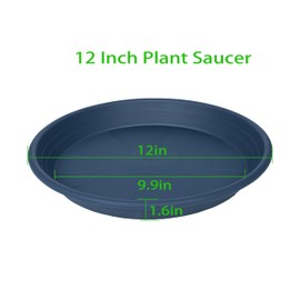 Grjoprt 2 Pack of Plant Saucer 12 inch, 12 inch Plastic Plant Drip Trays, Heavy Duty Plant Trays for Indoors no Holes, Plant Water Tray for Planters (Blue)