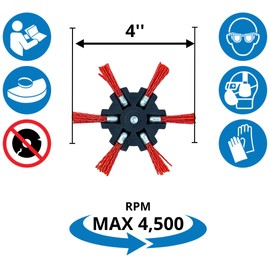 WA 3PCS - Nylon Flap Brush 4" (Coarse/ Medium/ Fine), (80/ 120/ 240 Grits) with 1/4" inch Shank, Assorted Grits Coarse/ Medium/ Fine, Aluminum Oxide Impregnated Nylon Bristles, for Die Grinder
