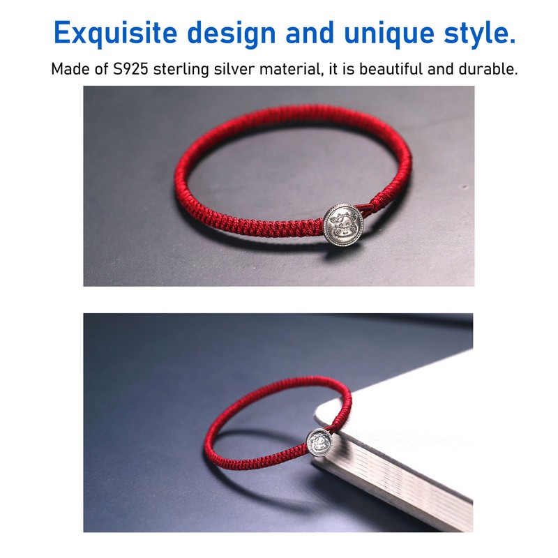 Ox Zodiac Bracelet Red Rope S925 Silver Ornament Woven Bracelet