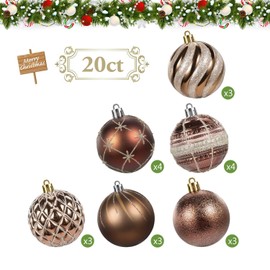 SVNVIOZ Bronze Copper Gold Christmas Baubles Decorations, 20Pcs 6cm Christmas Tree Ball Ornaments Set, Xmas Tree Decorations Shatterproof Christmas Balls for Christmas Tree Decoration
