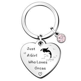 QMVMV Funny Orca Keyring Gifts Animal Lover Gift Just A Girl Who Loves Orcas Orca Lover Gift For Women Girls, Who Loves Orcas Keyring