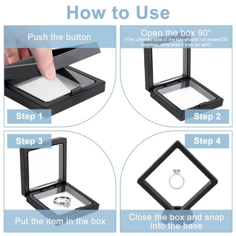 25 PCS Floating Display Case, Challenge Coin Display Stand, 3D