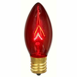 Vickerman C9 Transparent Red Replacement Bulb, 7 Watt, 130 Volt, UL, E17 Base, Box of 25