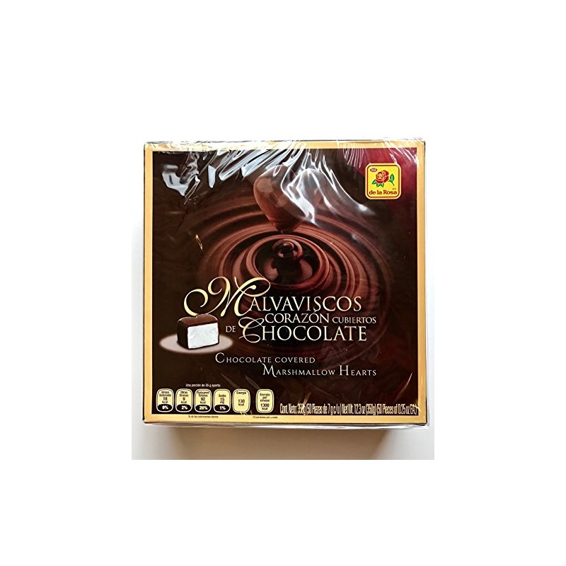 DE LA ROSA CHOCOLATE COVERED MARSHMALLOW HEARTS 50 CT