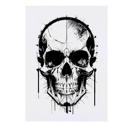'Cyborg Skull' Temporary Tattoo - Water Resistant, Skin-Safe, Non-Toxic Transfer (TO00067303)