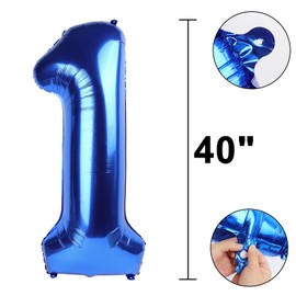 40 Inch Navy Blue Number 1 Balloon Jumbo 10 11 12 16 48 Foil Balloons for Milestone Decorations Birthdays, Corporate Events, Photo Booths Party Supplies