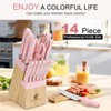 Pink Knife Set,14 Pieces Professional Kitchen Knife Set with Universal