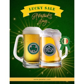 Heritage Pewter Claddagh Double Old Fashion | Double Rocks Glass 14 OZ for Liquor | Expertly Crafted Pewter Glass