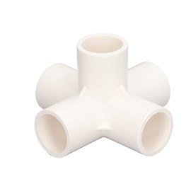 PVC Pipes, PVC Fitting, 5-Way, PVC Angle Fittings, Pipeline, Pack of 10, PVC Pipe Fitting, 20 mm, Right Angle, PVC Pipe, Three-Dimensional (White)