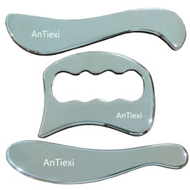Medical Grade Stainless Steel Gua Sha Tool Set,Scraping Massage Tool -AnTiexi IASTM Tool Set Great Soft Tissue Mobilization Tool (3pcs Set)