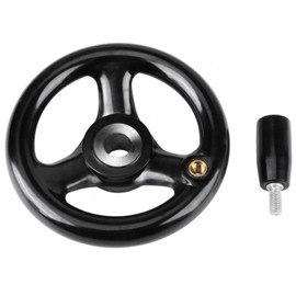 Lathe Hand Wheel 12 x 100 mm Black Round 3 Spoke Hand Wheel for Milling Machine, Lathes, Grinders